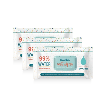 Chiffons humides d'Eco de l'eau douce jetable de bébé nettoyant des chiffons d'OEM GSM des sacs 80PCS