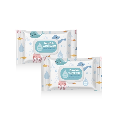 La main organique de bébé d'Unscented disent les chiffons du bout des lèvres jetables de l'eau