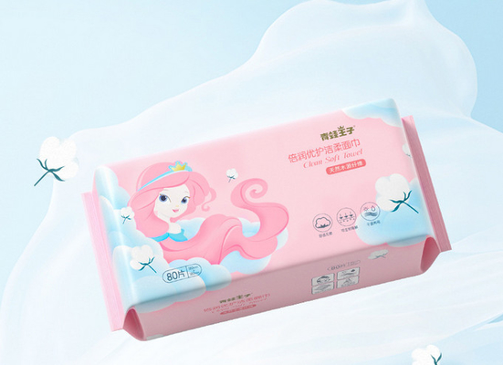 Tissu sec-et-humide de coton de chiffon sec facial propre jetable biodégradable de bébé pour le nettoyage