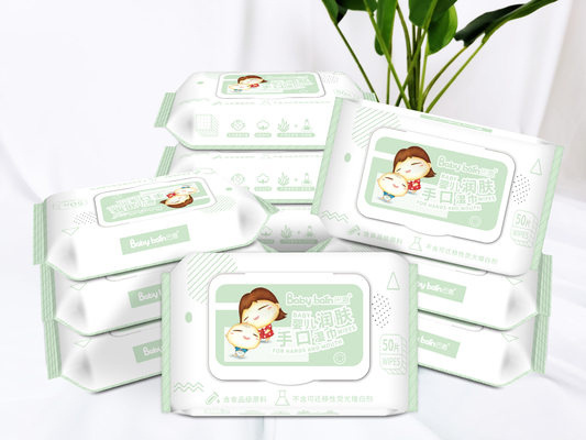 Bébé de nettoyage de corps de ventes directes d'usine de main faite sur commande organique jetable de logo nettoyant le chiffon humide avec des aperçus gratuits