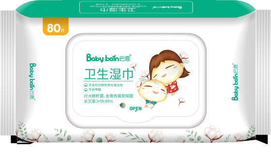 Bébé de nettoyage de corps de ventes directes d'usine de main faite sur commande organique jetable de logo nettoyant le chiffon humide avec des aperçus gratuits