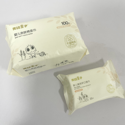 100 PCS ont adapté le chiffon aux besoins du client humide sec de coton de coton mou jetable organique de passage à sec d'un chiffon