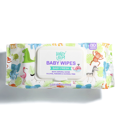 Chiffon humide sensible organique naturel de tissu de Flushable 80pcs de chiffon de bébé