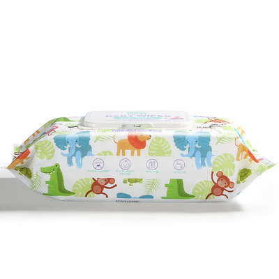 Chiffon humide sensible organique naturel de tissu de Flushable 80pcs de chiffon de bébé