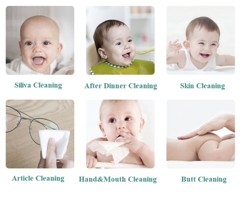 Chiffons compostables organiques de massage facial humide de l'eau de bébé d'ODM d'OEM pour les surfaces de nettoyage