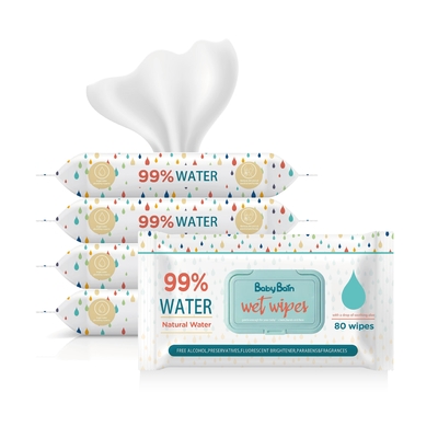D'usine le bébé non-tissé d'Odm de l'aperçu gratuit 80pcs de vente directement essuie avec le couvercle pour des bébés