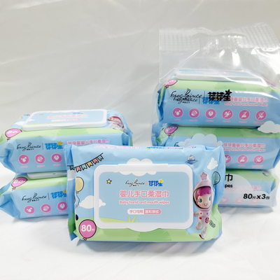 Chiffons humides de nettoyage en gros de bébé non-tissé de tissu de Spunlace de soin pour la bouche et les mains