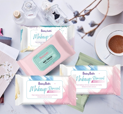 Chiffons de nettoyage de marque de distributeur de soins de la peau d'alcool de solvant libre fait sur commande féminin de maquillage pour le visage