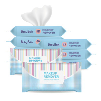 Chiffons de nettoyage de marque de distributeur de soins de la peau d'alcool de solvant libre fait sur commande féminin de maquillage pour le visage