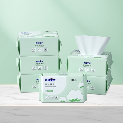 Les tissus 100% faciaux non-tissés de viscose jetable de coton des passages à sec d'un chiffon pour le nettoyage de beauté