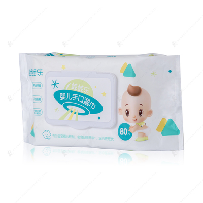 80pc par chiffons humides de bébé non-tissé fait sur commande de tissu naturel de sac biodégradables ultra doucement