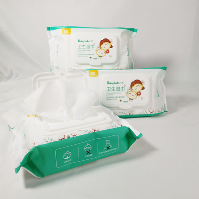 Chiffons humides jetables de tissu humide antibactérien mou sans alcool de chiffon pour le soin personnel