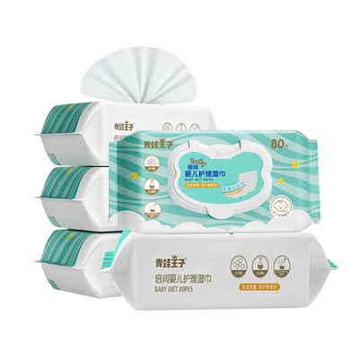 80 chiffons humides de nettoyage jetables organiques de tissu de bébé de l'eau pure de bébé de PCS