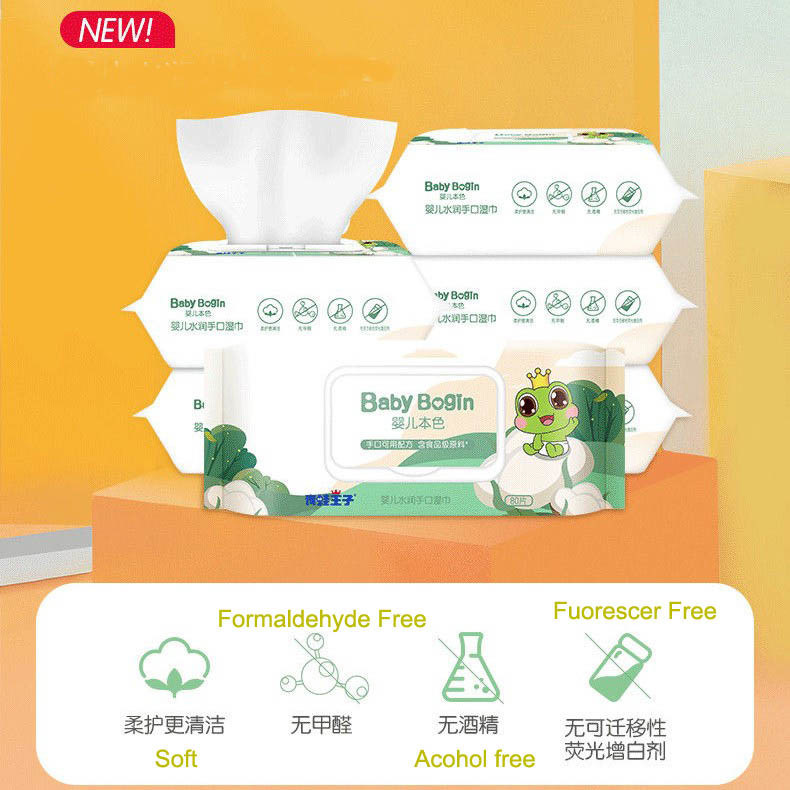 Les chiffons humides de nouveau bébé organique naturel de conception adoucissent des chiffons de l'eau de coton pour le bébé